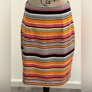Worthington size 8 Yellow, orange, pink,black & white stripe skirt.